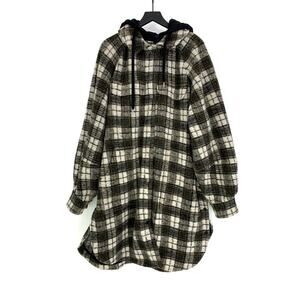 HALLE BERRY x Sweaty Betty Rhea Overshirt Plaid Jacket Green Black Cream 14 (XL)